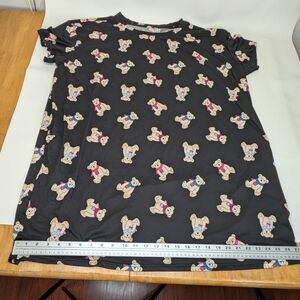 Women's Black Teddy Bear Print T-Shirt